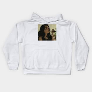 Black Hair Girl Smoking Kids Hoodie